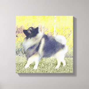Keeshond Aspen Painting - Cute Original Dog Art Canvas Print