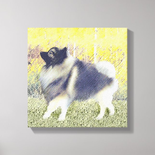 Keeshond Aspen Painting - Cute Original Dog Art Canvas Print (Front)