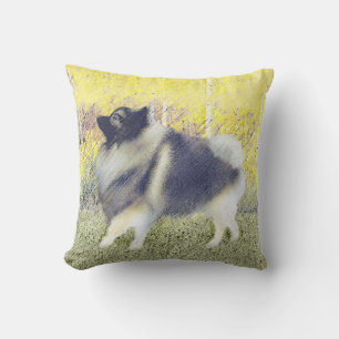 Keeshond Aspen Painting - Cute Original Dog Art Cushion