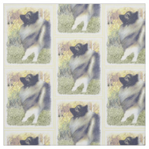 Keeshond Aspen Painting - Cute Original Dog Art Fabric