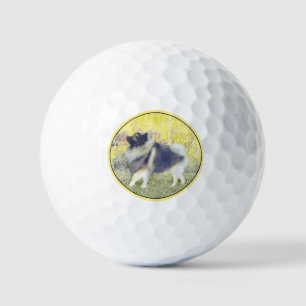 Keeshond Aspen Painting - Cute Original Dog Art Golf Balls