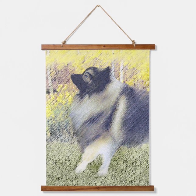 Keeshond Aspen Painting - Cute Original Dog Art Hanging Tapestry (Front)