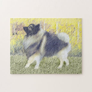 Keeshond Aspen Painting - Cute Original Dog Art Jigsaw Puzzle