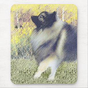 Keeshond Aspen Painting - Cute Original Dog Art Mouse Mat