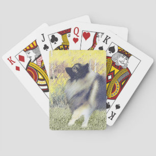 Keeshond Aspen Painting - Cute Original Dog Art Playing Cards