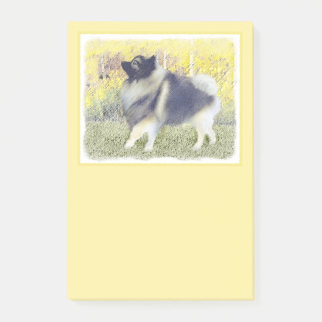 Keeshond Aspen Painting - Cute Original Dog Art Post-it Notes (Front)