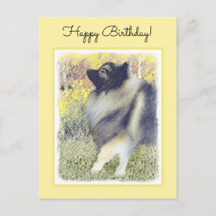 Keeshond Aspen Painting - Cute Original Dog Art Postcard