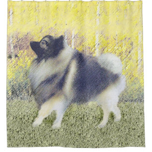 Keeshond Aspen Painting - Cute Original Dog Art Shower Curtain