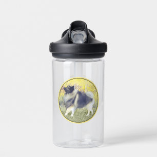 Keeshond Aspen Painting - Cute Original Dog Art Water Bottle