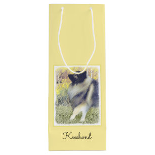 Keeshond Aspen Painting - Cute Original Dog Art Wine Gift Bag