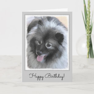 Keeshond Bailey Painting - Cute Original Dog Art Card