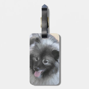 Keeshond Bailey Painting - Cute Original Dog Art Luggage Tag