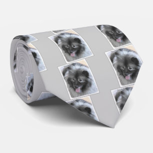 Keeshond Bailey Painting - Cute Original Dog Art Tie