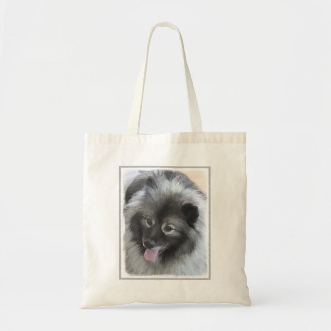 Keeshond Bailey Painting - Cute Original Dog Art Tote Bag (Front)