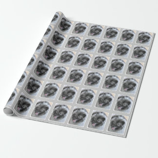Keeshond Bailey Painting - Cute Original Dog Art Wrapping Paper