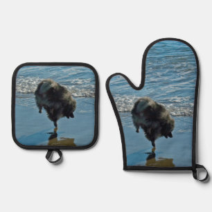 Keeshond Ballet Photograph Cute Original Dog Art Oven Mitt & Pot Holder Set