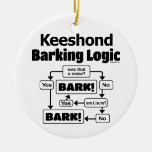 Keeshond Barking Logic Ceramic Tree Decoration
