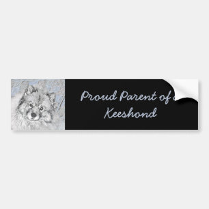 Keeshond Beth Painting - Cute Original Dog Art Bumper Sticker