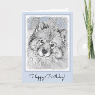 Keeshond Beth Painting - Cute Original Dog Art Card