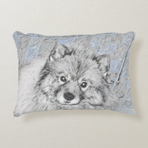 Keeshond Beth Painting - Cute Original Dog Art Decorative Cushion