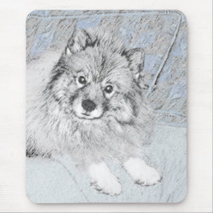 Keeshond Beth Painting - Cute Original Dog Art Mouse Mat