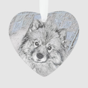 Keeshond Beth Painting - Cute Original Dog Art Ornament