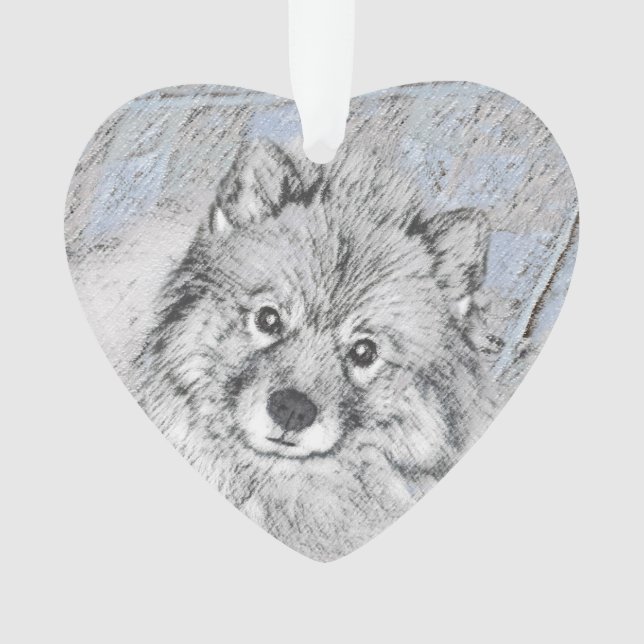 Keeshond Beth Painting - Cute Original Dog Art Ornament (Front)