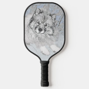 Keeshond Beth Painting - Cute Original Dog Art Pickleball Paddle