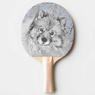 Keeshond Beth Painting - Cute Original Dog Art Ping Pong Paddle