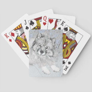 Keeshond Beth Painting - Cute Original Dog Art Playing Cards
