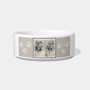 Keeshond Brothers Painting - Original Dog Art Bowl