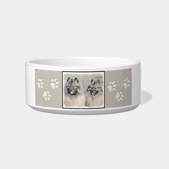 Keeshond Brothers Painting - Original Dog Art Bowl (Right)