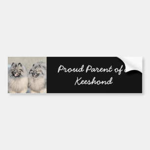 Keeshond Brothers Painting - Original Dog Art Bumper Sticker