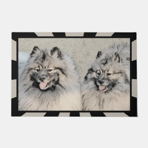 Keeshond Brothers Painting - Original Dog Art Doormat