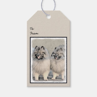 Keeshond Brothers Painting - Original Dog Art Gift Tags
