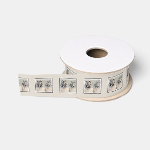 Keeshond Brothers Painting - Original Dog Art Grosgrain Ribbon