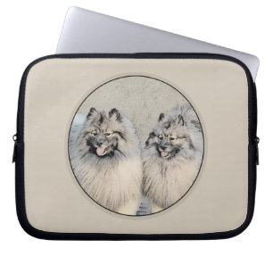 Keeshond Brothers Painting - Original Dog Art Laptop Sleeve