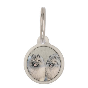 Keeshond Brothers Painting - Original Dog Art Pet Tag