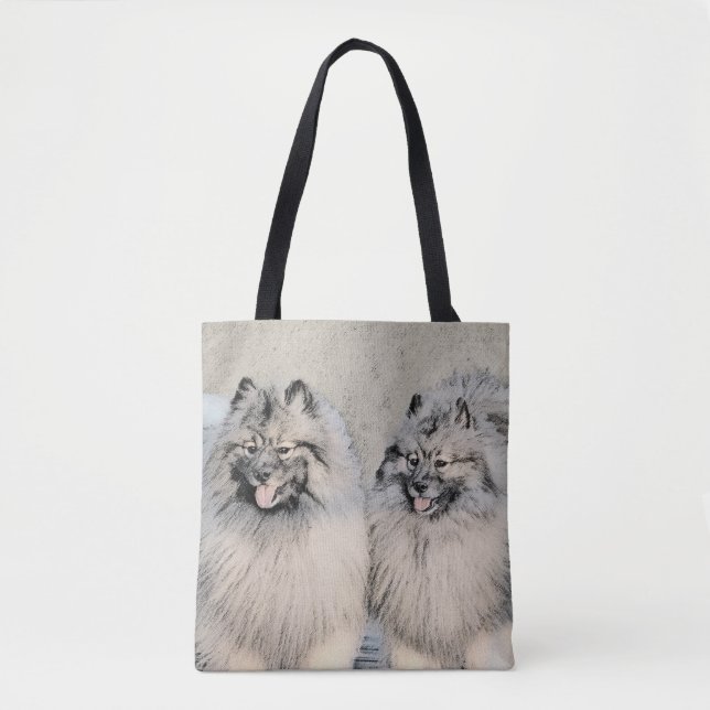 Keeshond Brothers Painting - Original Dog Art Tote Bag (Front)