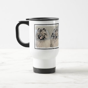 Keeshond Brothers Painting - Original Dog Art Travel Mug
