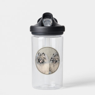 Keeshond Brothers Painting - Original Dog Art Water Bottle