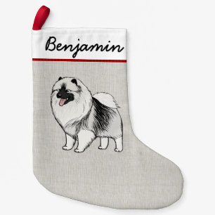 Keeshond Cartoon Dog Cute Keesie Personalised Small Christmas Stocking