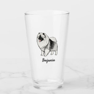Keeshond Cartoon Dog Personalised Keesie Lover's Glass