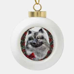 Keeshond Christmas Ceramic Ball Christmas Ornament