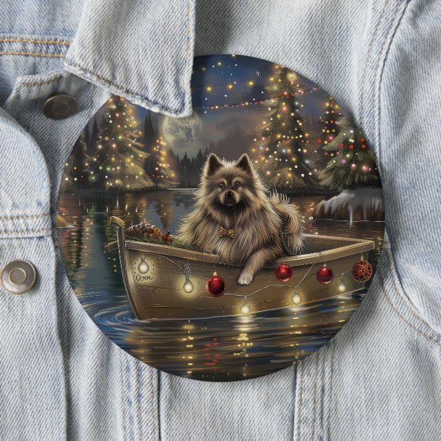 Keeshond Christmas Festive Voyage 6 Cm Round Badge (In Situ)