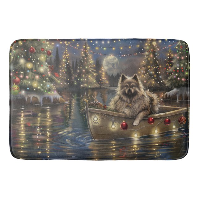 Keeshond Christmas Festive Voyage Bath Mat (Front)