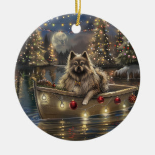 Keeshond Christmas Festive Voyage Ceramic Tree Decoration