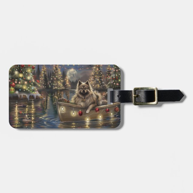 Keeshond Christmas Festive Voyage Luggage Tag (Front Horizontal)