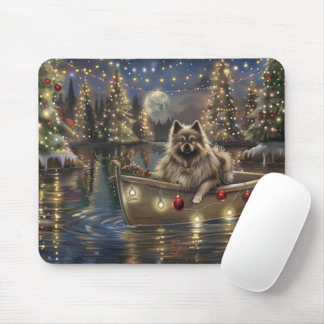 Keeshond Christmas Festive Voyage Mouse Mat (With Mouse)