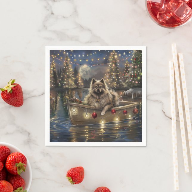 Keeshond Christmas Festive Voyage Napkin (Insitu)